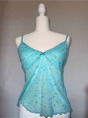 181. Xhilaration blue floral cami top with small floral print size medium